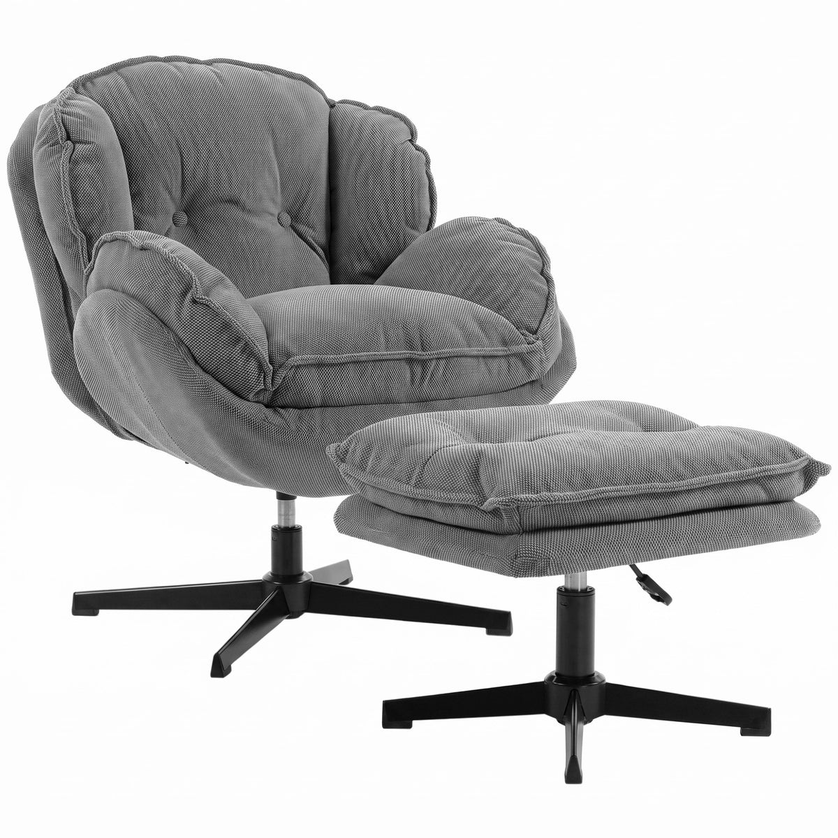 Relaxsessel mit Höhenverstellbaren Hocker, für Wohnzimmer, Grau