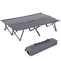 Double Camping Cot Bed, with Bag - Grey