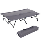 Double Camping Cot Bed, with Bag - Grey