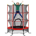 Trampolin f¨¹r Kinder, ?163 cm, mit Sicherheitsnetz, f¨¹r drinnen und drau?en, Belastung bis 50 kg, Stahl, Kunststoff, Rot
