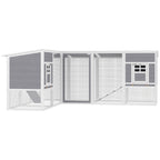 Hühnerstall L-förmiges Hühnerhaus aus Holz mit 2 Häusern, 2 Ebenen, Auslauf, Rampe, 251 x 192 x 103 cm Grau