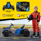 24V Elektrisches Go-Kart, Drift-Modus, verstellbarer Sitz, 5-Punkt-Sicherheitsgurt, Musikfunktion, 6-12 Jahre Blau