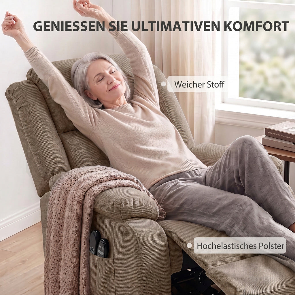 Fernsehsessel mit Aufstehhilfe Elektrisch Relaxsessel Hellbraun