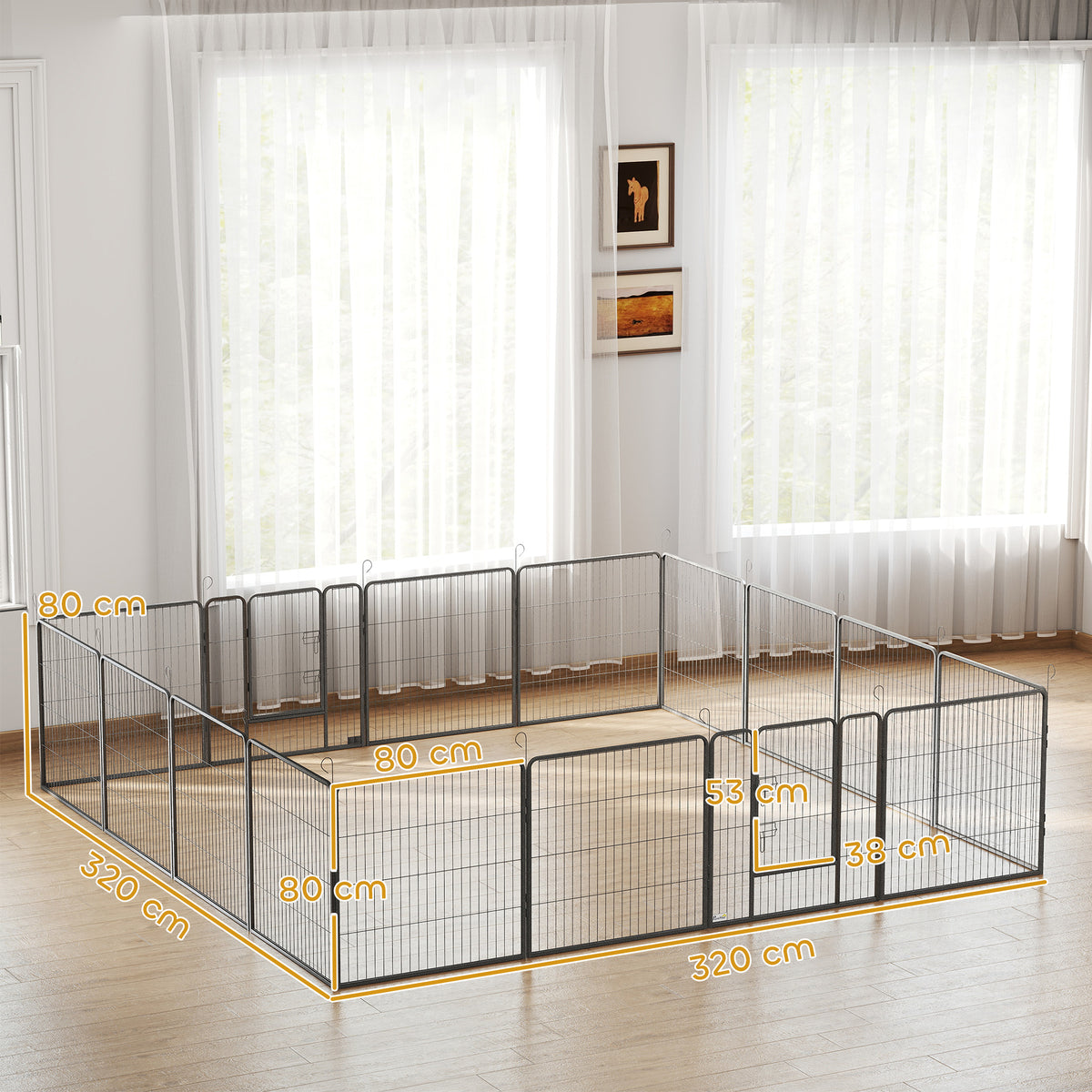 16 Panels Heavy Duty Puppy Playpen, for Small and Medium Dogs, Indoor and Outdoor Use - Grey