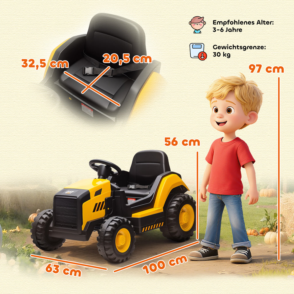 Kinder-Baufahrzeug, Aufsitzauto f¨¹r Kinder, Fernbedienung, manuelle Steuerung, Bluetooth+Musik-Funktion, 3-6 Jahre, Kunststoff, Stahl, Gelb