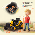 Kinder-Baufahrzeug, Aufsitzauto f¨¹r Kinder, Fernbedienung, manuelle Steuerung, Bluetooth+Musik-Funktion, 3-6 Jahre, Kunststoff, Stahl, Gelb