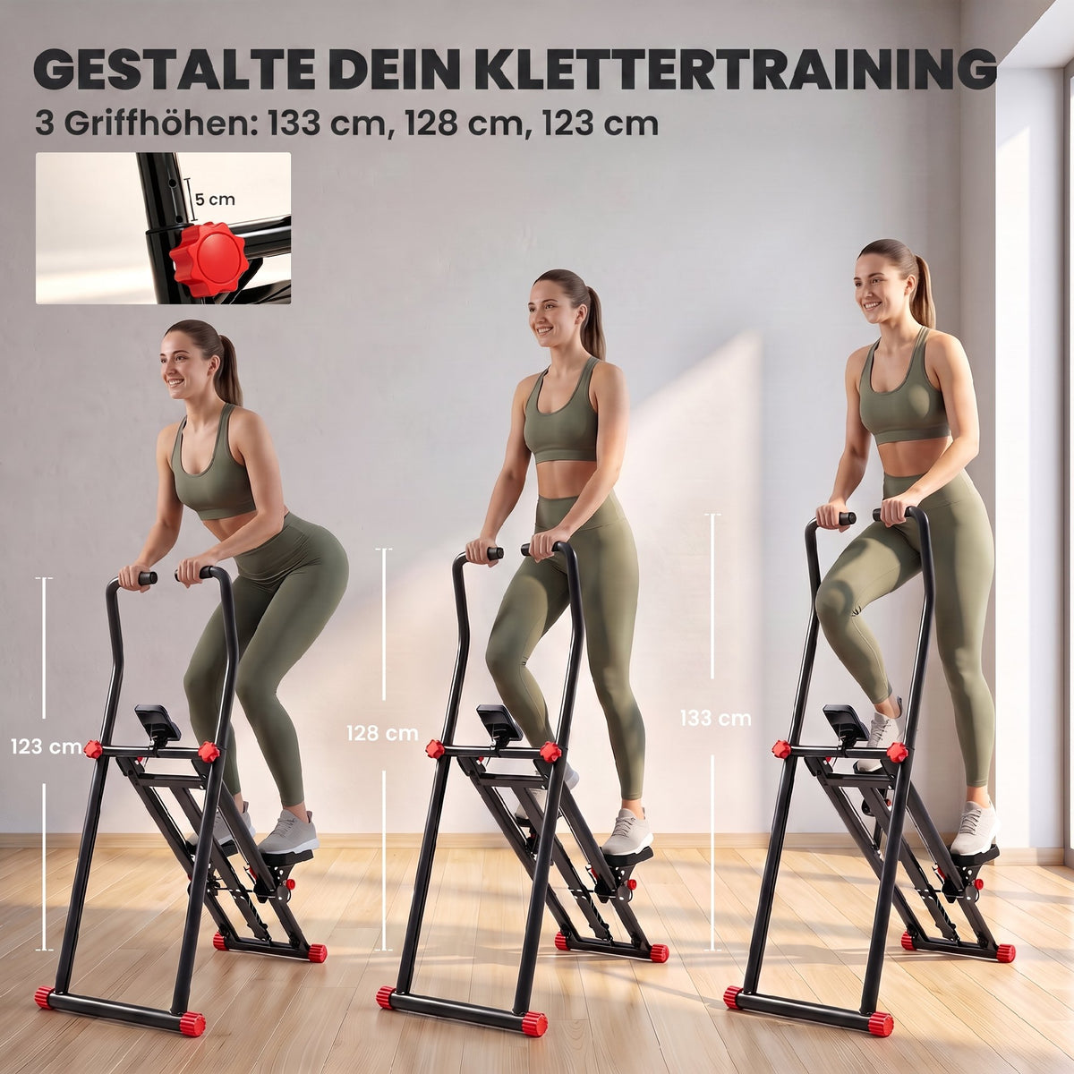 Stair Stepper for Home Gym with 3 Resistances, Foldable Vertical Stair Climber with Adjustable Handlebar, LCD Monitor