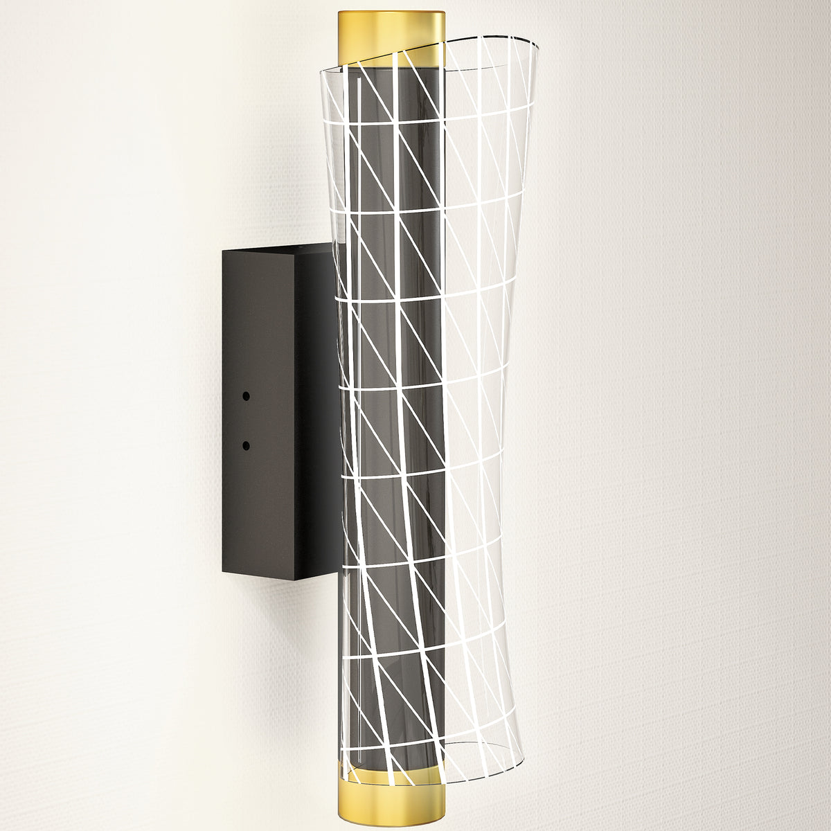 Wandleuchte Innen Wandlampe mit LED Lichte, Gitterdesign, Dimmbar Nachttischlampe Metall, Schwarz