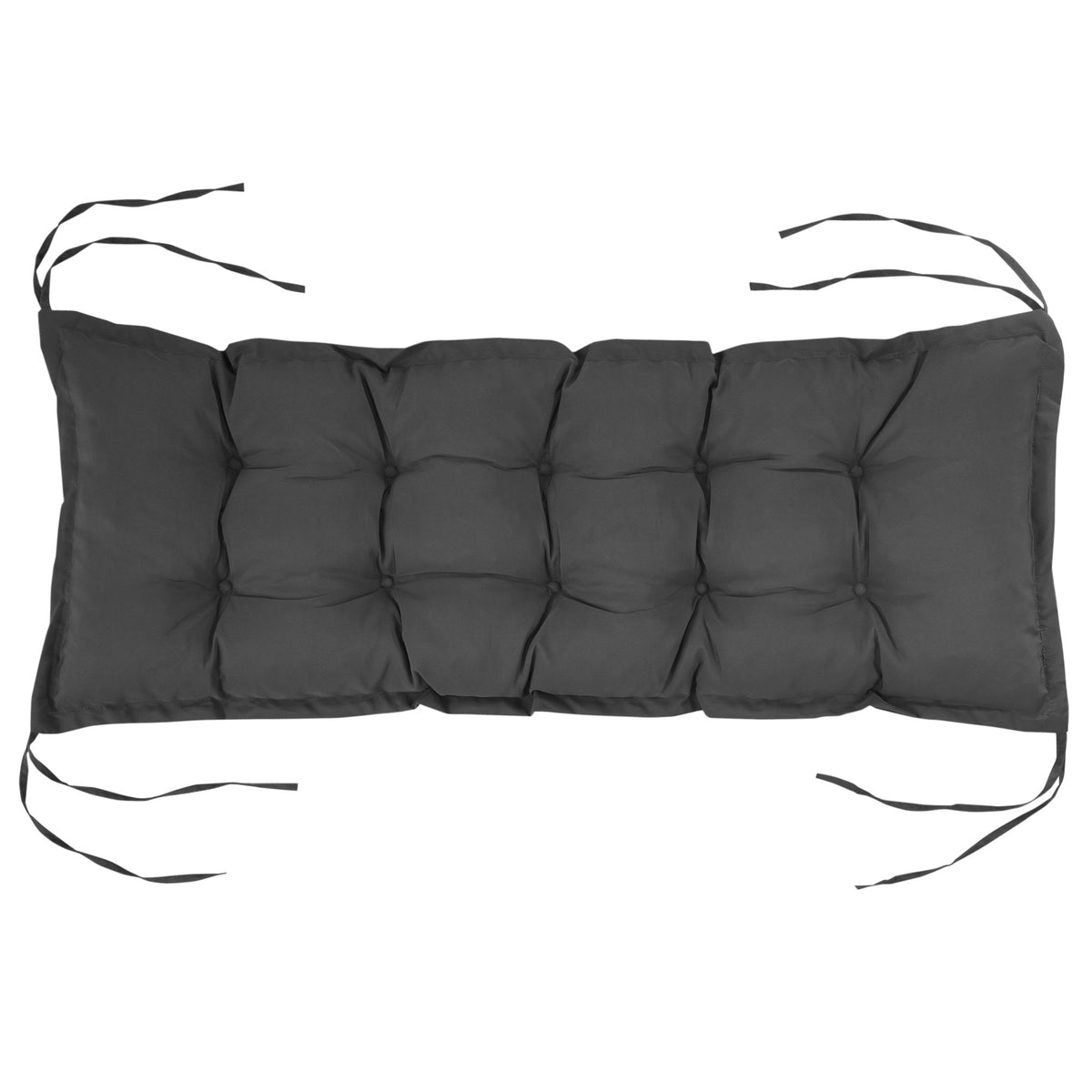 Sitzkissen 100x40 cm Stuhlkissen mit Bindeb?nder, 10cm dick Polsterauflage Dunkelgrau
