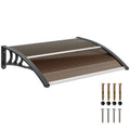 Front Door Canopy Outdoor Awning Aluminium Rigid Plastic Polycarbonate Rain Shelter UV Water Rain Resistant 100 x 75cm Brown