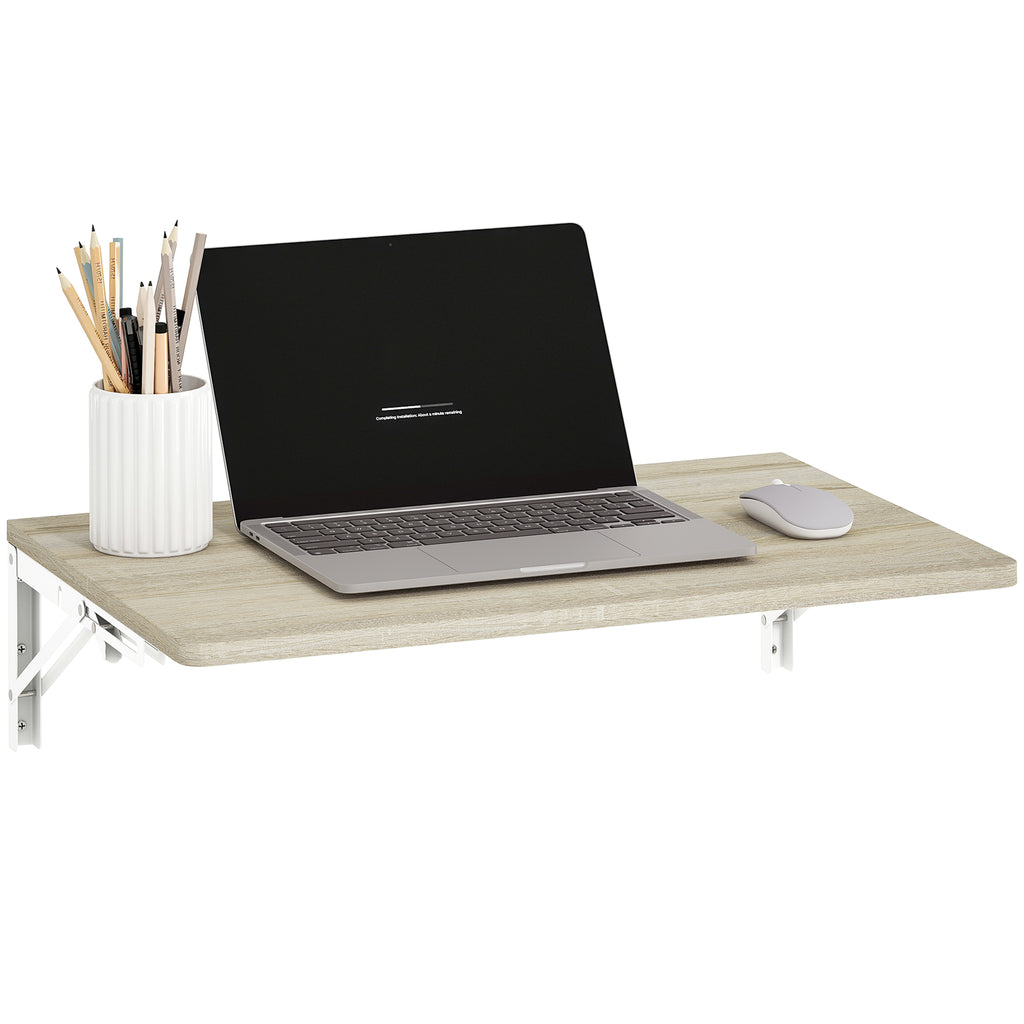Wandklapptisch, 60x40 cm Klapptisch, Platzsparender Schwimmender Schreibtisch mit abgerundeten Ecken, f¨¹r Homeoffice, Wohnzimmer, Schlafzimmer, K¨¹che, Eiche