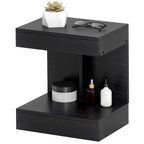 Nachttisch, Beistelltisch mit Schublade und Ablagefach, Moderner Sofatisch mit Regal f¨¹r verschiedene R?ume, Schwarz