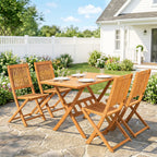 Gartenmöbel Set Akazienholz Sitzgruppe 5-teilig Klappbar Tisch mit 4 Klappstühlen Lamellendesign