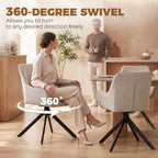 Esszimmerstühle 2er-Set, Drehbarer Küchenstuhl mit Armlehnen, Metallrahmen für Wohnzimmer, Esszimmer, Beige
