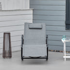 Zero Gravity Rocking Lounge Chair Rattan Effect Patio Rocking Chair w/ Removable Pillow Recliner Seat Breathable Texteline - Grey