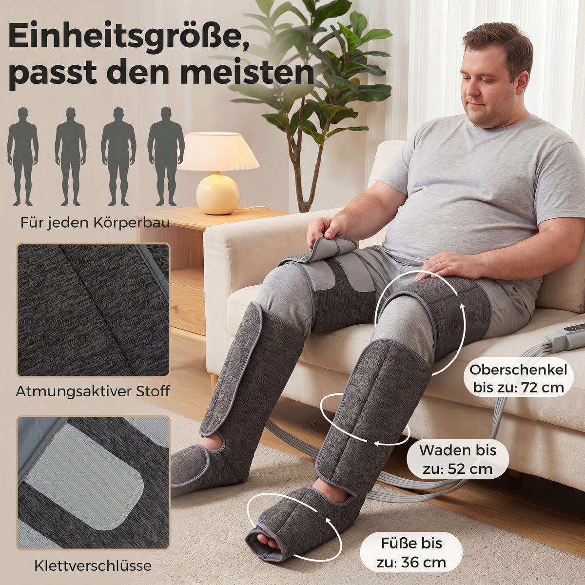 Beinmassagegerät mit Wärme und Luftkompression, 2 Wärmestufen