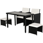 Polyrattan Sitzgruppe Essgruppe Gartenset Garnitur 11 tlg. mit Kissen Schwarz