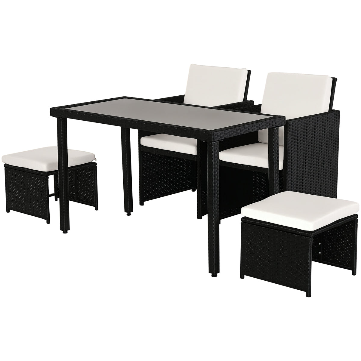 Polyrattan Sitzgruppe Essgruppe Gartenset Garnitur 11 tlg. mit Kissen Schwarz