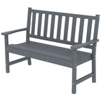 2 Seater Plastic Garden Bench, Outdoor Patio Bench with Armrest and Backrest, Weatherproof Outdoor Furniture for Balcony