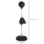 Box-Set mit Punchingball, höhenverstellbar, inkl. Boxhandschuhe, 126-144cm, Schwarz