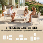 Gartenmöbel Set Sitzgruppe für 4 Personen Atmungsaktiv Gartenlounge mit 2er Sofa 2 Sessel Metall-Tisch Fußpads