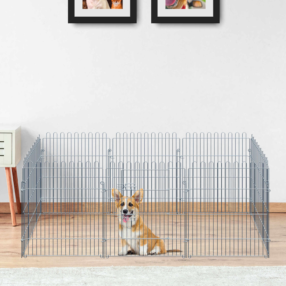 Freilaufgehege Welpenauslauf Welpenzaun Laufstall Welpengitter für Tiere 8-teilig B63 x H76 cm