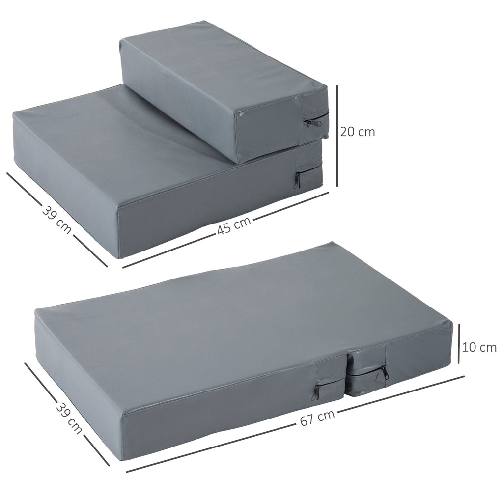 Hundetreppe klappbar Katzentreppe Einstiegshilfe 20 cm Hoch 2 Stufen für Bett, Sofa, Couch und Auto Grau