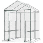  Foliengewächshaus begehbares Gartenhäuschen Tomatengewächshaus Treibhaus Frühbeet mit 6 Regalen Transparent Stahl PVC-Kunststoff 143 x 143 x 195 cm