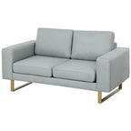 2-Sitzer-Sofa, Couch mit Vollholzrahmen, Metallbeine, schlichtes Design, Hellgrau