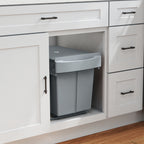 Pull Out Bin, Kitchen Under Sink Bin with 2 Removable Compartments, Smooth Glide, Grey