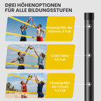 Volleyballnetz Set mit höhenverstellbaren Stahlpfosten, Tragbar