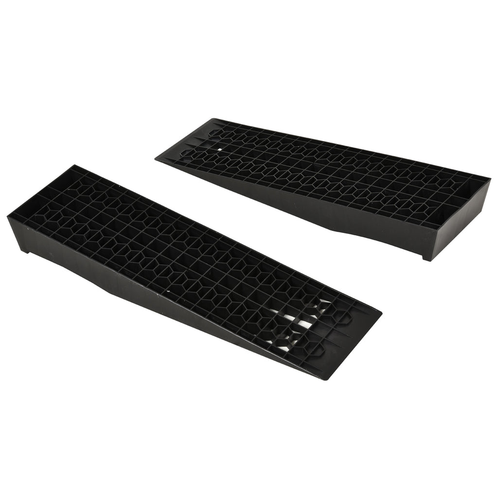 2-teiliges Auffahrrampen-Set, Schwellenrampe, Bordsteinrampe, Gummirampen, 3 Tonnen Tragkraft, Kunststoff, Schwarz