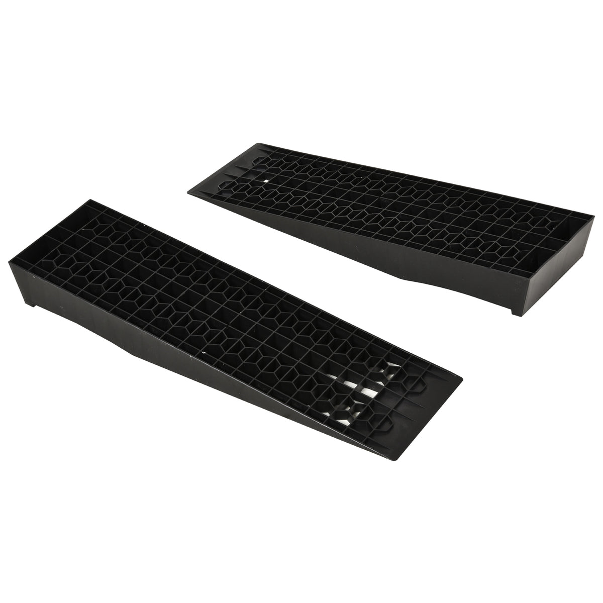 2-teiliges Auffahrrampen-Set, Schwellenrampe, Bordsteinrampe, Gummirampen, 3 Tonnen Tragkraft, Kunststoff, Schwarz