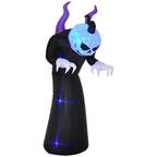 Gespenst mit Kürbiskopf Halloweendeko aufblasbar mit blauem Flammeneffekt 88 x 79 x 210cm