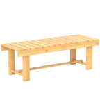 Wooden Garden Bench, 2 Seater Outdoor Bench, Fir Wood Backless Patio Loveseat with Slatted Seat for Park, 110 x 38 x 35 cm, 1 Piece, Natural Wood Finish