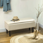 Sitzbank im Vintagedesign, Schuhbank, versteckter Stauraum, Kaschmir-Optik, Beige + Schwarz
