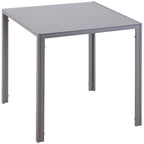 Modern Square Dining Table for 2-4 People, with Glass Top & Metal Legs for Dining Room, Living Room, Grey