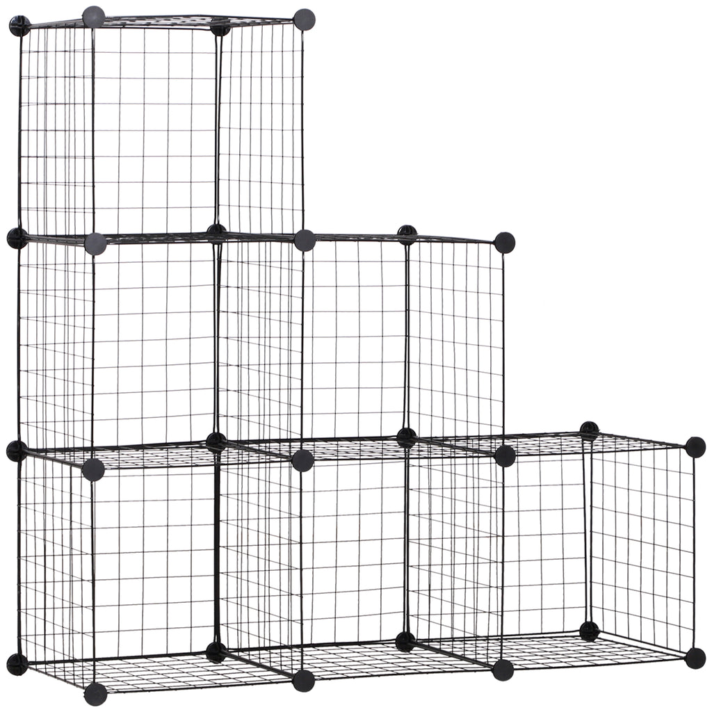 Metallwürfel-Regal, Anpassbarer Würfelschrank für Kleidung, Bücher, Spielzeug, flexibel, 109L x 37B x 109H cm, Schwarz