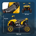 Elektroquad f¨¹r Kinder, 3-6 km/h, LED-Scheinwerfer, Musik, USB, f¨¹r 3-8 Jahre, Gelb