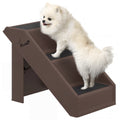 Hundetreppe 3 Stufen 36,5 cm Hoch Haustiertreppe für Kleine Hunde klappbar für Bett, Sofa, Couch Auto Braun