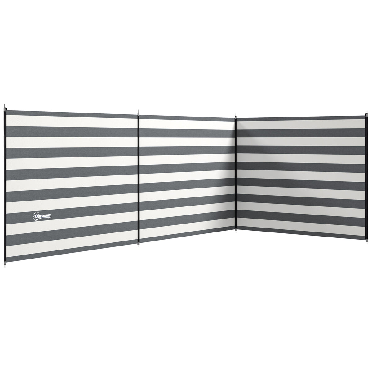 4 Pole Camping Windbreaks, Beach Wind Shield Shelter with Carry Bag and Steel Poles, 540cm x 150cm, Grey and White