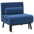 Klappsessel mit Bettfunktion, klappbarer Relaxsessel in Leinenoptik, Verstellbare R¨¹ckenlehne, 75x70x75 cm, Dunkelblau