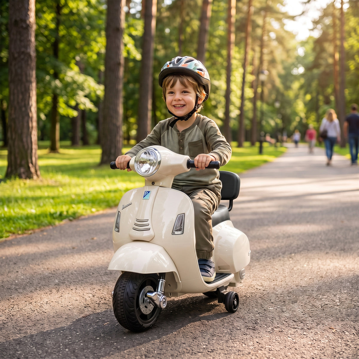 Elektro Motorrad Kinder Mini Vespa GTS 6V Elektromotorrad Weiß