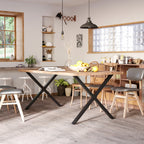 2 Stück Stahl Tischbeine Tischfüße für Esstisch Schreibtisch Couchtisch Tischgestell in X-Form Schwarz 72cm