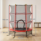 Trampolin f¨¹r Kinder, ?163 cm, mit Sicherheitsnetz, f¨¹r drinnen und drau?en, Belastung bis 50 kg, Stahl, Kunststoff, Rot