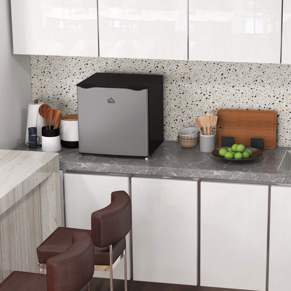 Mini-Gefrierschrank, 35 L Minikühlschrank, -14 bis -24℃, 5-stufige Temperaturregelung, 47 x 44,2 x 48,8 cm, Silber