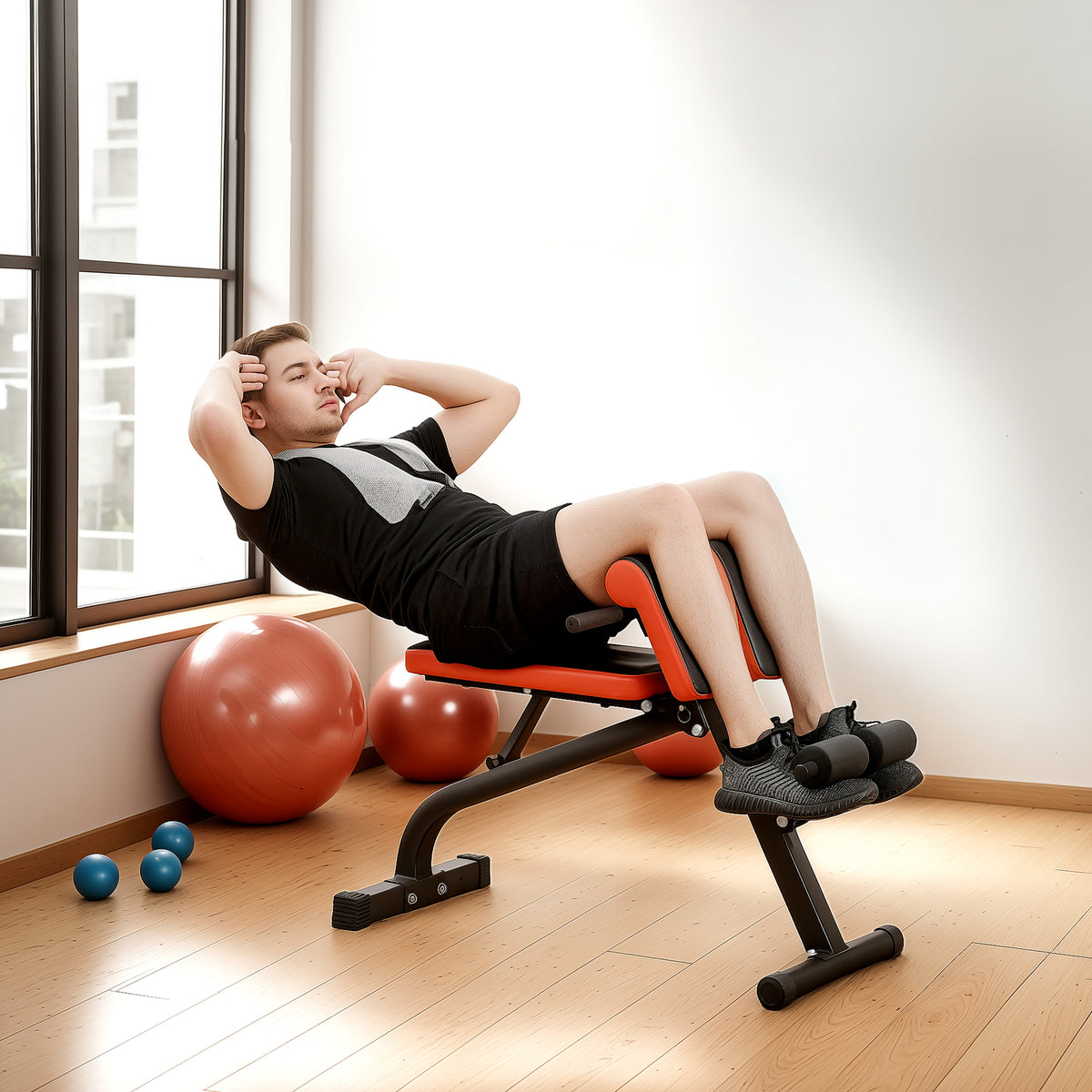Roman Chair Hyperextension Bank & Hantelbank Klappbar Trainingsbank, Multifunktion Fitnessbank bis 300 kg