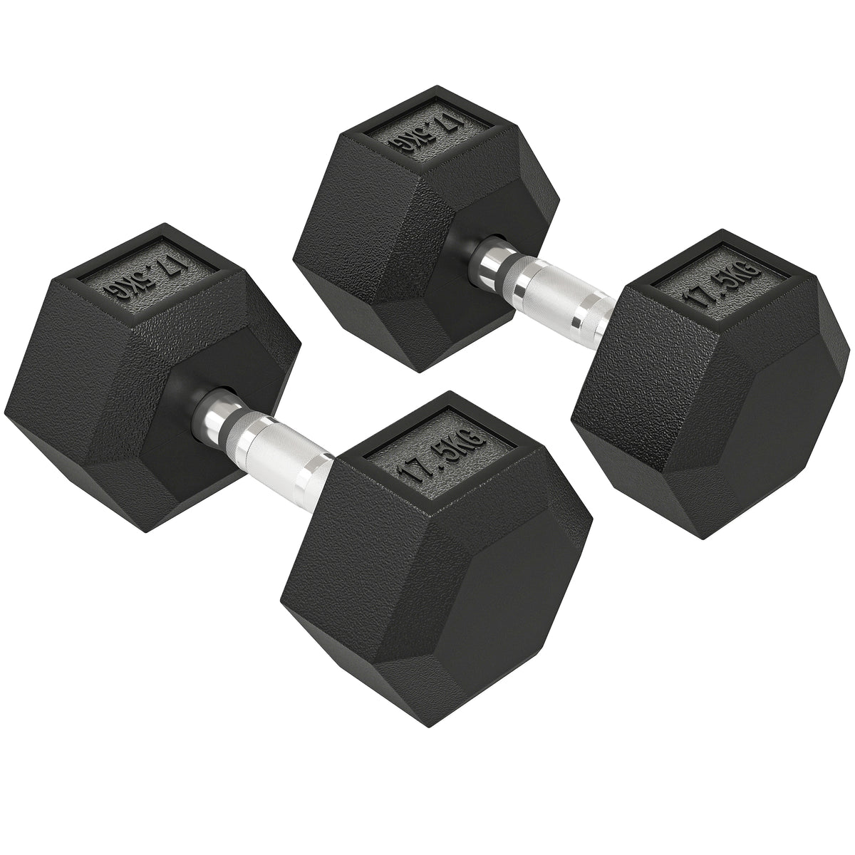 2x17.5KG Rubber Hex Dumbbell Portable Hand Weights Dumbbell Home Gym