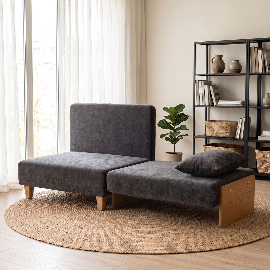 Schlafsessel 2-in-1 mit Bettfunktion 2 Kissen 183x57 cm Dunkelgrau