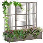 Blumenkasten mit Spalier, wetterfest, Polyrattan, 103 x 29 x 103 cm, Grau